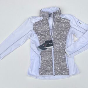 NWT Eddie Bauer Women's Medium Full Zip Primaloft Insulated Hoodie Jacket White